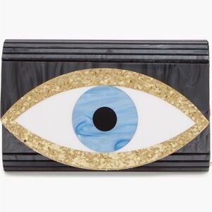 Kurt Geiger Black and Gold Eye Clutch/ Crossbody